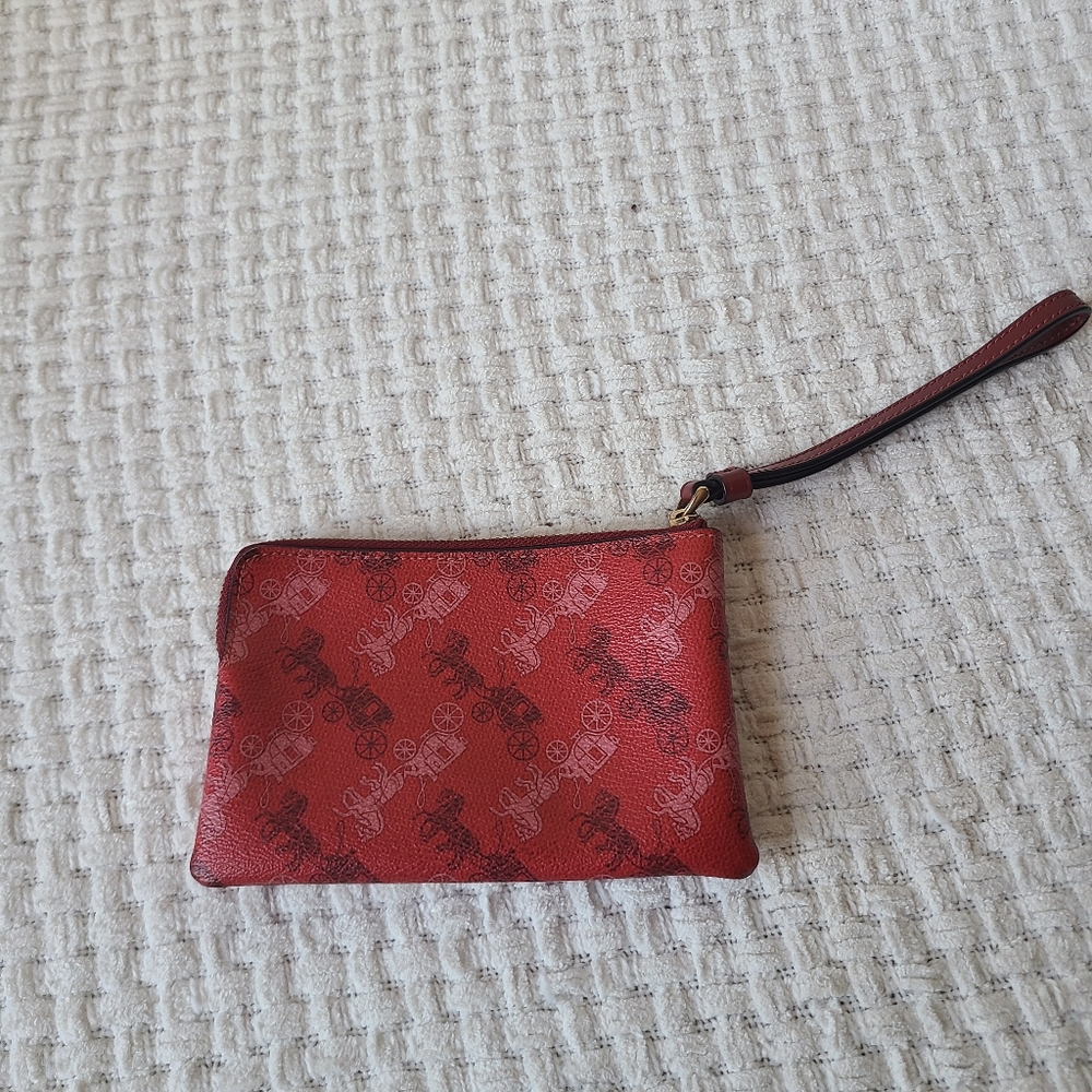 Coach Signature Red Wristlet - Picture 2 of 11